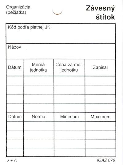 závesný štítok